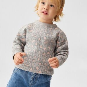 Mango Kids Gray and Pink Sweater